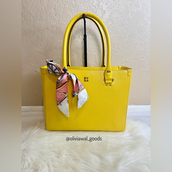 kate spade Handbags - kate spade Yellow Leather Tote with Scarf Accent EUC